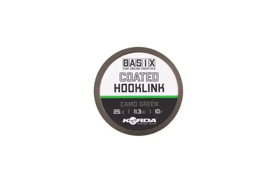 Korda Basix Coated Hooklink 25lb 10m Camo Green