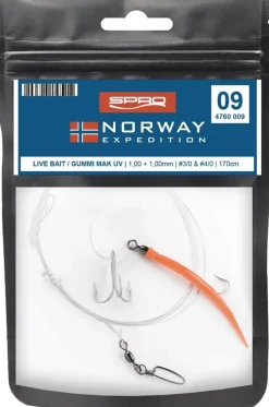 Spro Norway Expedition Rig 9 Live Bait Gummi Mak UV Gr.3/0 und 4/0 170cm 1,0mm 2 1,7m